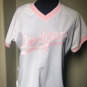 Dodgers White Pink Shirt Jersey